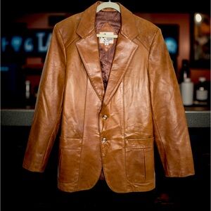 Vintage Remy Men’s Leather Brown Sport Coat 42L